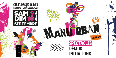 CAChatellerault's tweet photo. [AGENDA] Rap, danse, slam, cirque, skate, BMX, basket 3x3, graff, roller pour ManUrban, le 1er festival des cultures urbaines de #Châtellerault. Samedi 9 et dimanche 10 septembre, sur le site de #LaManu : spectacles, jeux, visites, expos.
Programme : https://t.co/Ea09UWGhBo https://t.co/dlrpdKfEzm