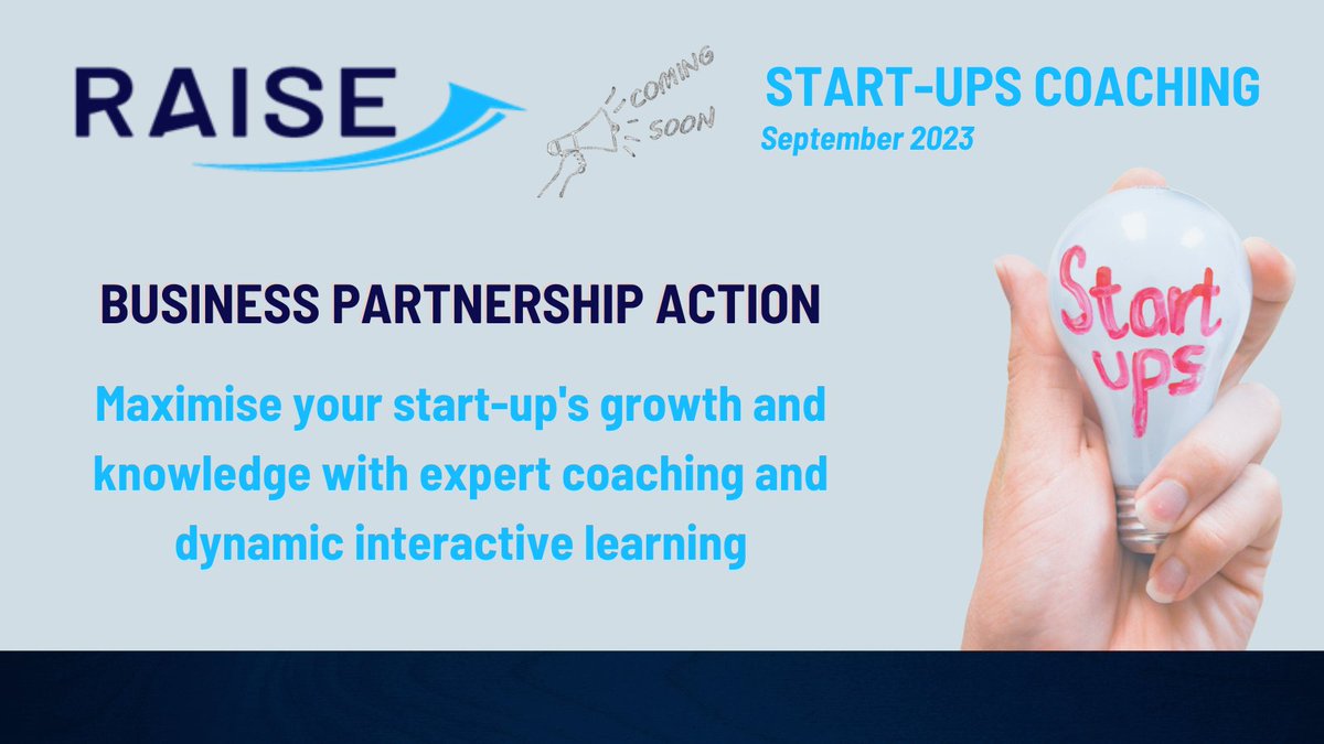 🚀Ready to elevate your #startup and take your #business to new heights!  Your opportunity has arrived! 
<a href="/RaiseProjectEU/">Raise.EU (startup growth and scale-up)</a> is organising 4 dynamic virtual coaching sessions starting this September🌟
Stay tuned for updates!

Discover more about RAISE project: theraise.eu