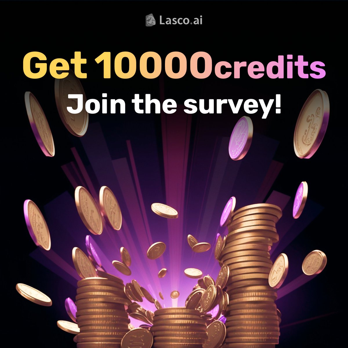 Lasco_ai's tweet photo. Take the survey and get credits!  
🎈Rewards🎈     
- 300 credits for all participants     
- 3 winners of 10,000 credits will be selected from the participants with the most genuine in their responses     - Credits will be issued after the survey period ends 

Follow the link 👇🏻 https://t.co/RV66NE48Cm