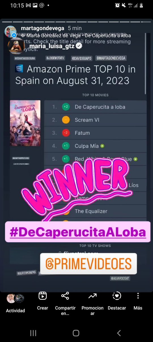 Gracias por hacernos N1 ayer en <a href="/PrimeVideoES/">Prime Video España</a> Aullo de felicidaaad!! #DeCaperucitaALoba 
Luego publicare un sorteo de entradas para la octava temporada del teatro entre todos los que estais viendo la peli!!! 😍😍😍