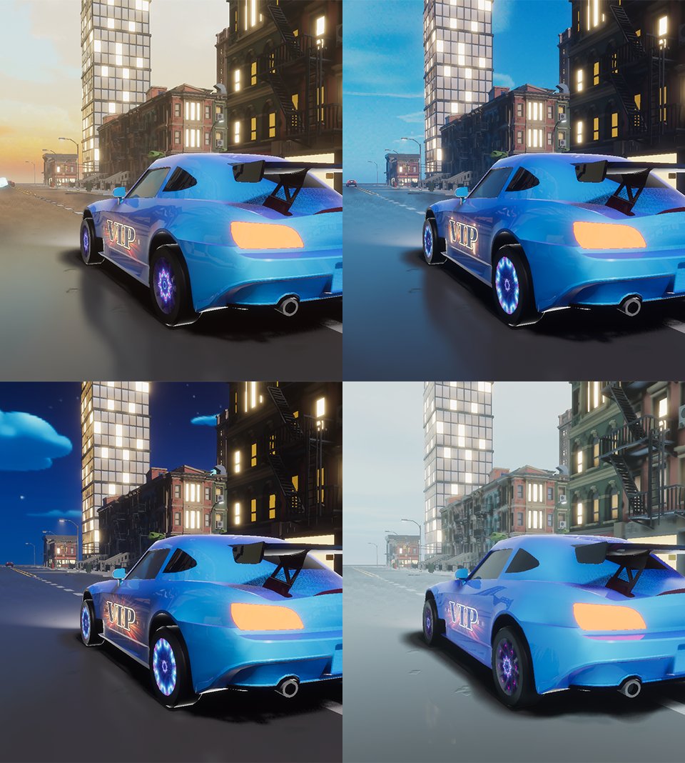 The time cycle updated!

Small update, but we now have daytime in Uptown!

Add our game to your wishlist now at store.steampowered.com/app/2486620/Up…

#unity3d #gamedev #racinggame #indiegame
