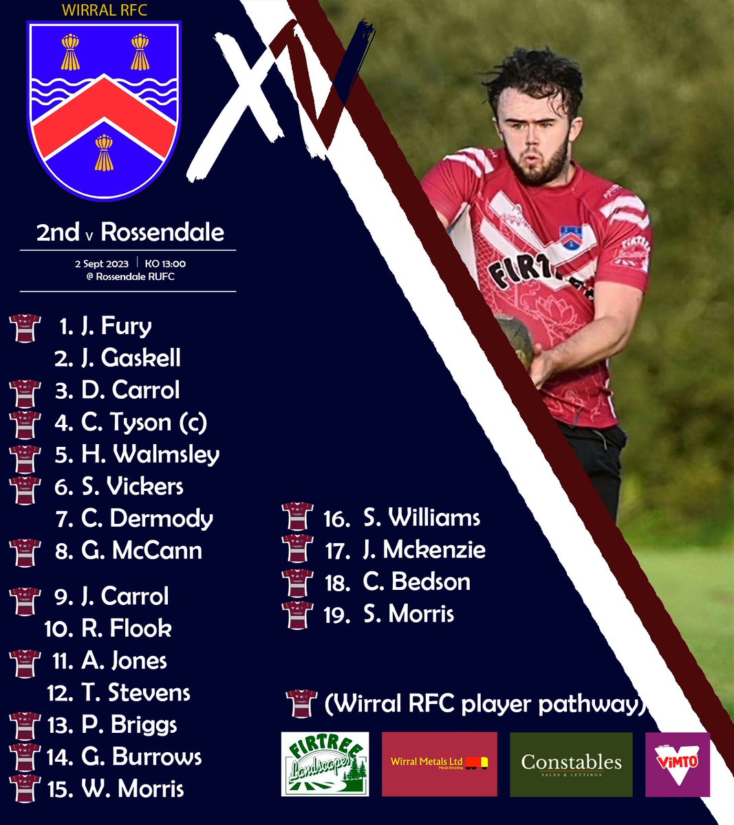 WirralRFC's tweet photo. Team News!! 

Here are our team for the inaugural games of the the 2023/24 season 

1stXV face @RossendaleRugby  (a) KO: 15:00
2ndXV face @RossendaleRugby  (a) KO: 13:00
3rd XV face @PrentonRUFC  (a) KO:15:00

#maroonandwhite https://t.co/86tCIQOYeg