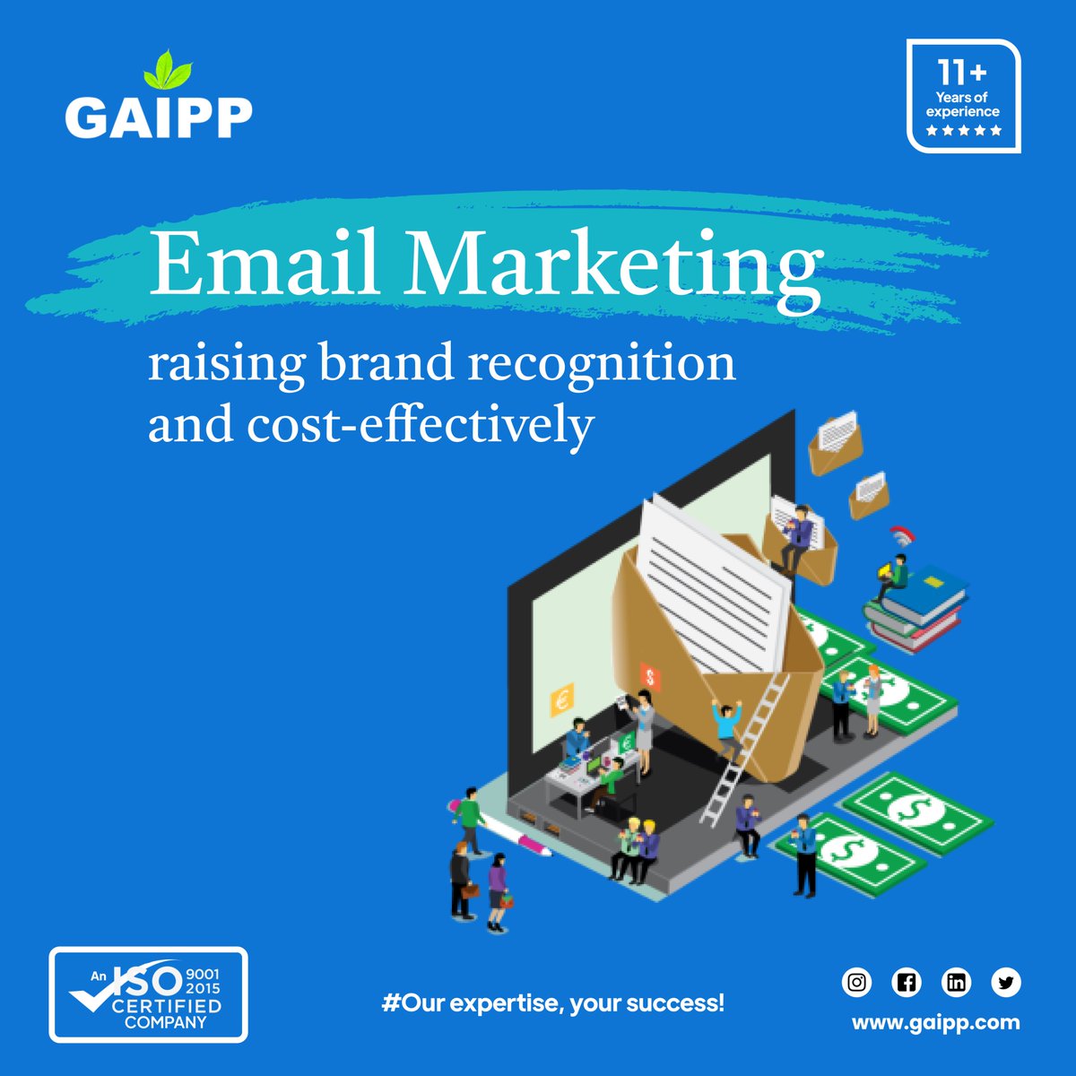 Take your brand to new heights with cost-effective e-mail marketing!

#EmailMarketing #BrandRecognition #Gaipp #CostEffective #TargetedCampaigns #EngageAudience #ConvertCustomers #MarketingEfforts #Analytics #ImpressiveResults #BrandGrowth