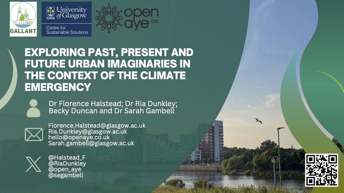 At #RGSIBG23 today and fancy hearing about some of the community collabs we’ve been working on in #Glasgow?  Come along to the session “Urban climate responses in the peripheries” at 16:20 in the Skempton Building Room 060C. Looking forward to hearing from all the other talks 😁