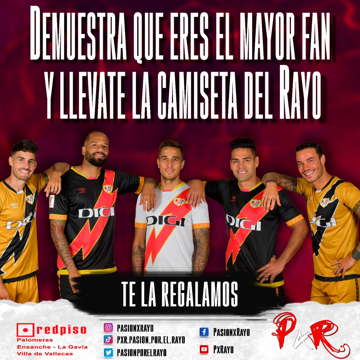 pasionporelrayo's tweet photo. 🔥Llega el momento de llevarte la camiseta oficial del Rayo Vallecano y ⚡️VESTIR LA FRANJA⚡️
✅Sigue a @Red_Piso y @pasionporelrayo 
🔁Retuieta este tuit
🔓Enlaza a tres amigos
El ganador se dará a conocer el 30 de septiembre de 2023 entre los participantes de Twitter e Instagram https://t.co/UguKMxomF5