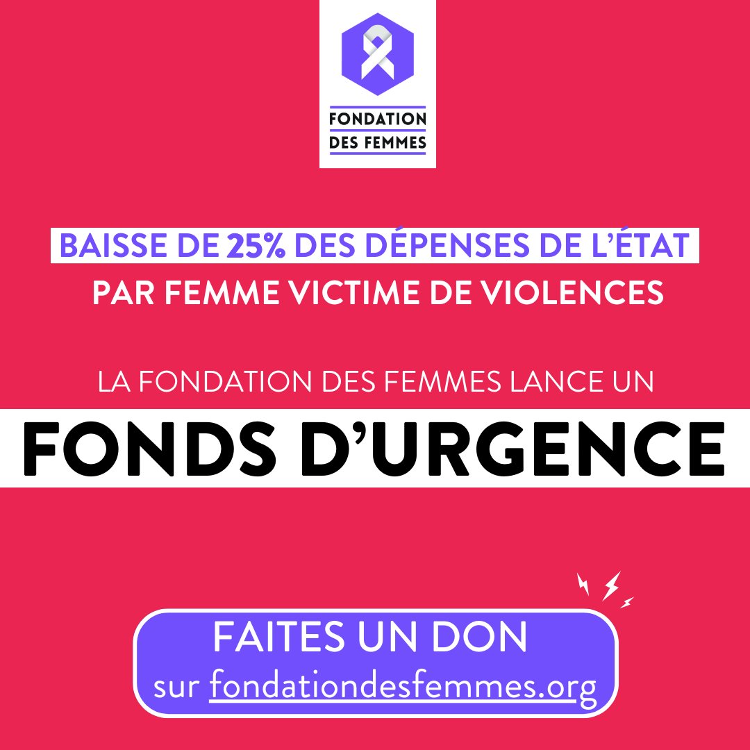 Fondationfemmes's tweet photo. 🚨Baisse de 25% du budget de l'État par femme victime de violence : des associations au bord de la faillite.

La Fondation des Femmes lance un fonds d'urgence
pour ne pas mettre en péril des milliers de femmes.

Soutenez-les,  faites un don sur https://t.co/vlWp5U9BuE https://t.co/364P5Hc2NN