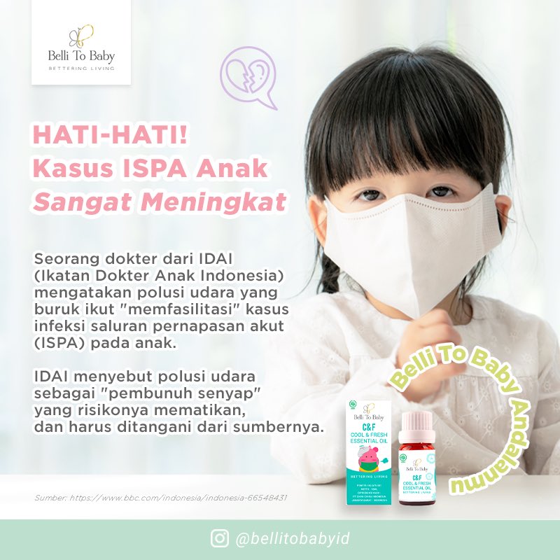 BelliToBaby_ID's tweet photo. Kasus ISPA di Jabodetabek pada Agustus 2023 mengalami peningkatan menjadi diatas 200.000 kasus/bulan. Polusi menyumbang kasus ISPA setidaknya 12.5% sampai 36%. Anak-anak lebih rentan dari kelompok usia lain karena secara fisiologis mereka bernapas  dgn laju napas yang lebih besar https://t.co/uxgkWzZiE1