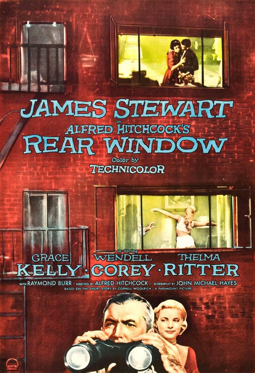 Freelineorlando's tweet image. Sept. 1 1954 was the premiere of Rear Window.
One of Hitchcock&apos;s best, this sly Peeping Tom thriller has a great set design for voyeurism, and knockout roles for Jimmy Stewart, Thelma Ritter and Raymond Burr. Grace Kelly is at her most sultry. Fine message:  beware where you peep