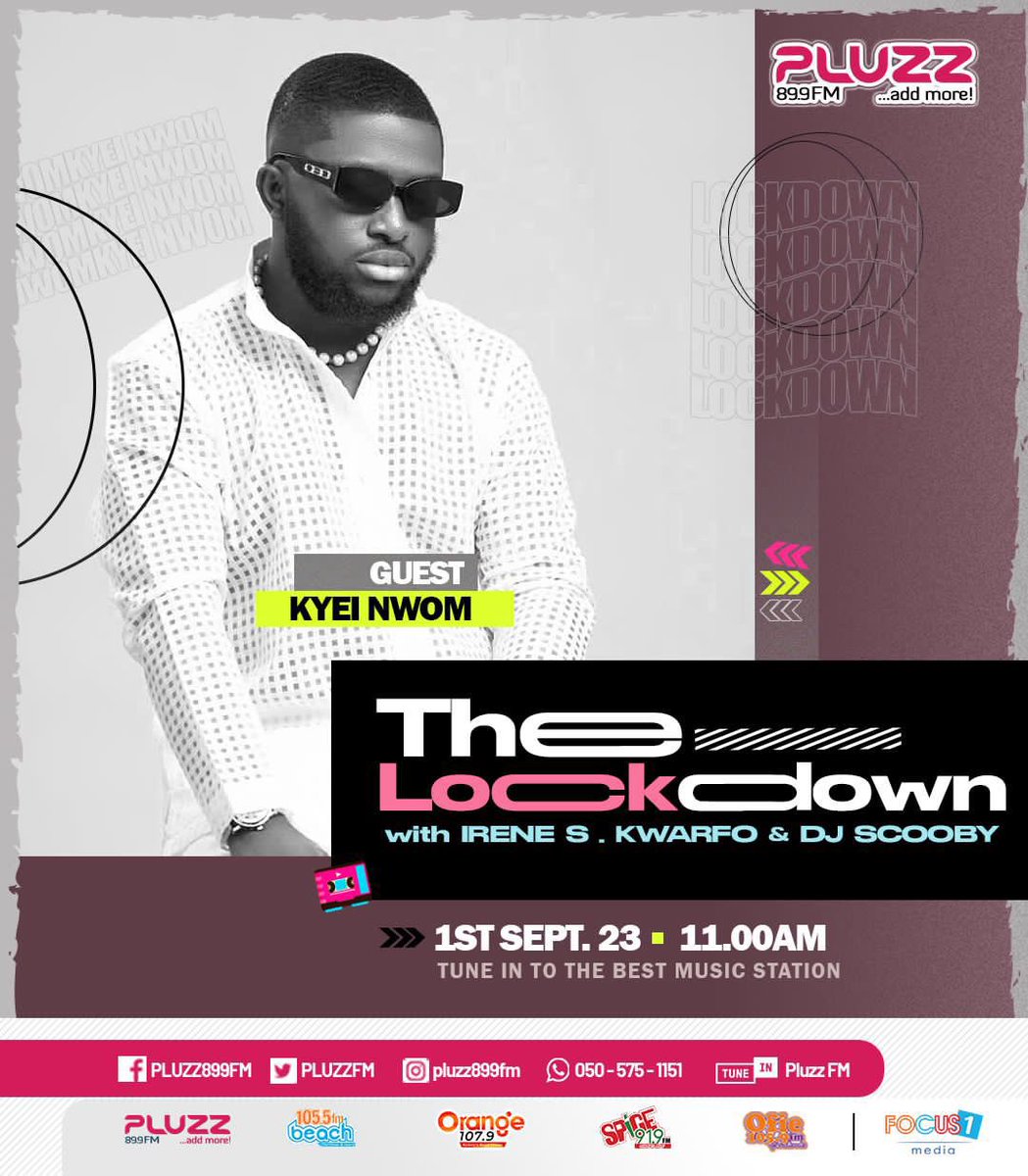 Stay tuned to <a href="/PLUZZFM/">PLUZZ89.9FM</a> 📻 the #Lockdown w/ <a href="/IreneKwarfo/">irene serwaa kwarfo</a> <a href="/idjscooby/">$COOB¥</a> as <a href="/KyeiNwom/">Kyei Nwom</a> talks about his new ep #MixedFeelings 💯🎼😊🫶🏽🔥 <a href="/survival_jewel/">JEWEL HYPE 💯💡🦅</a>  #PluzzFM #AccrasMusicLeader #AddMore  🎼 fanlink.to/jpTU