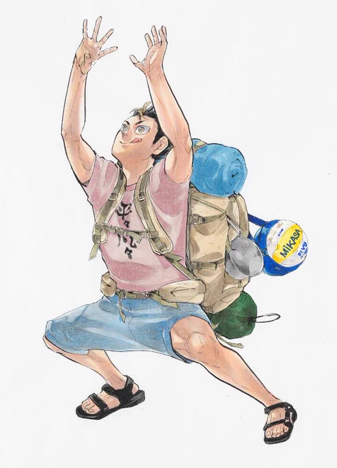 remember when everyone else hated the fact that nishinoya didn't pursue professional vball?? look at him he is just a one happy traveller boi who still plays volleyball <3 