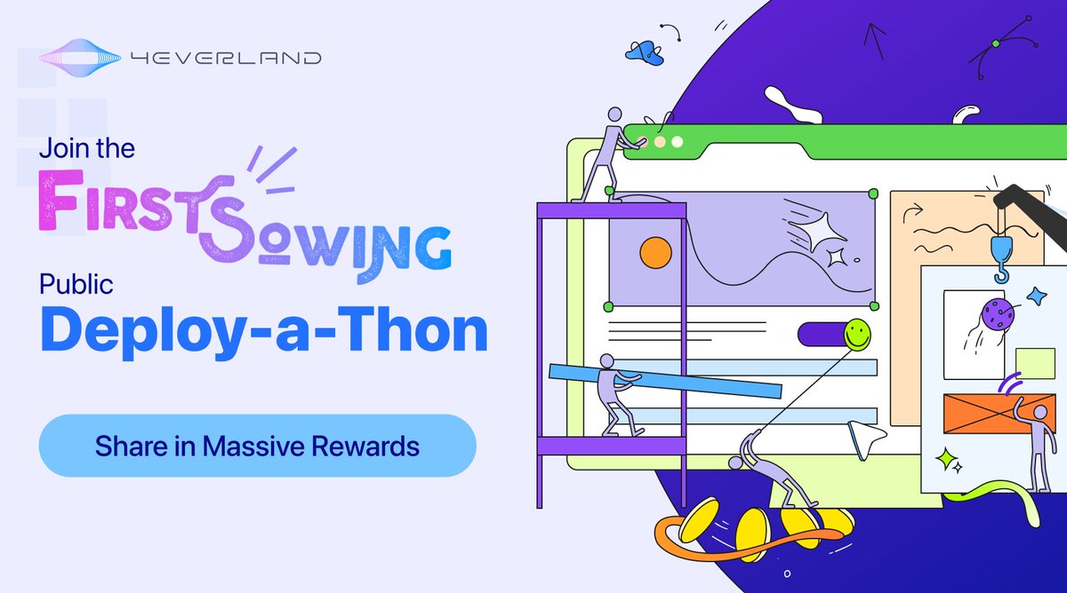 Our First Sowing Deploy-a-Thon has finally commenced! 🎉 🚀
From Sept 1-15, unleash your creativity in building #decentralized front-end webpages &amp; earn up to 12M T-4EVER tokens!

🗓️ Timeline: Sept 1-15
🏆 Reward Mint: Sept 15

Participate and win
💗Deployment Rewards: Share from