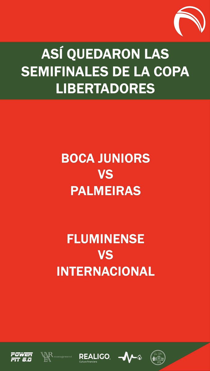 Así quedaron las Semifinales de <a href="/libertadores/">CONMEBOL Libertadores</a> 

#CopaLibertadores #Libertadores #ConmebolLibertadores #CONMEBOL