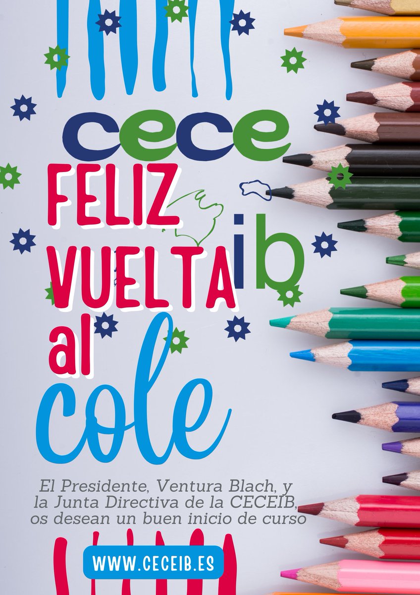 CeceiBalears's tweet photo. FELIZ VUELTA AL COLE
#ceceib #vueltaalcole #educación
#escuelaconcertada #escuelaprivada https://t.co/O1GYboYVDJ