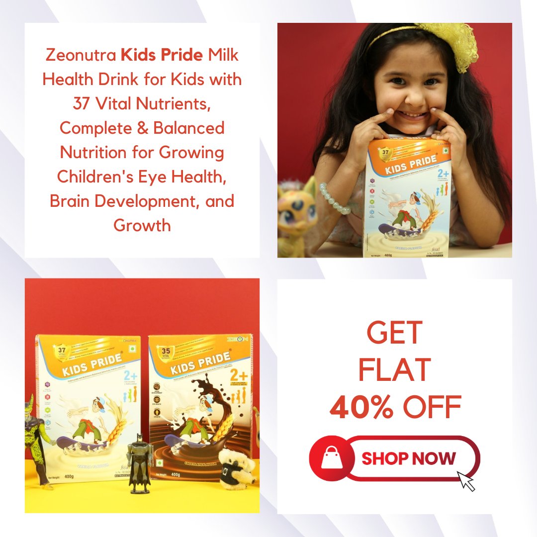 zeonutra's tweet photo. Give your kids the gift of health with Zeonutra KidsPride! 
Enjoy 40% OFF on our protein milk drink powder. 🥛💪 

Shop Now!!
Available on Amazon| Flipkart| Jiomart

#KidsHealth #NutritionForKids #ZeonutraOffer #KidsPride #Zeonutra https://t.co/YYu8BNphDk