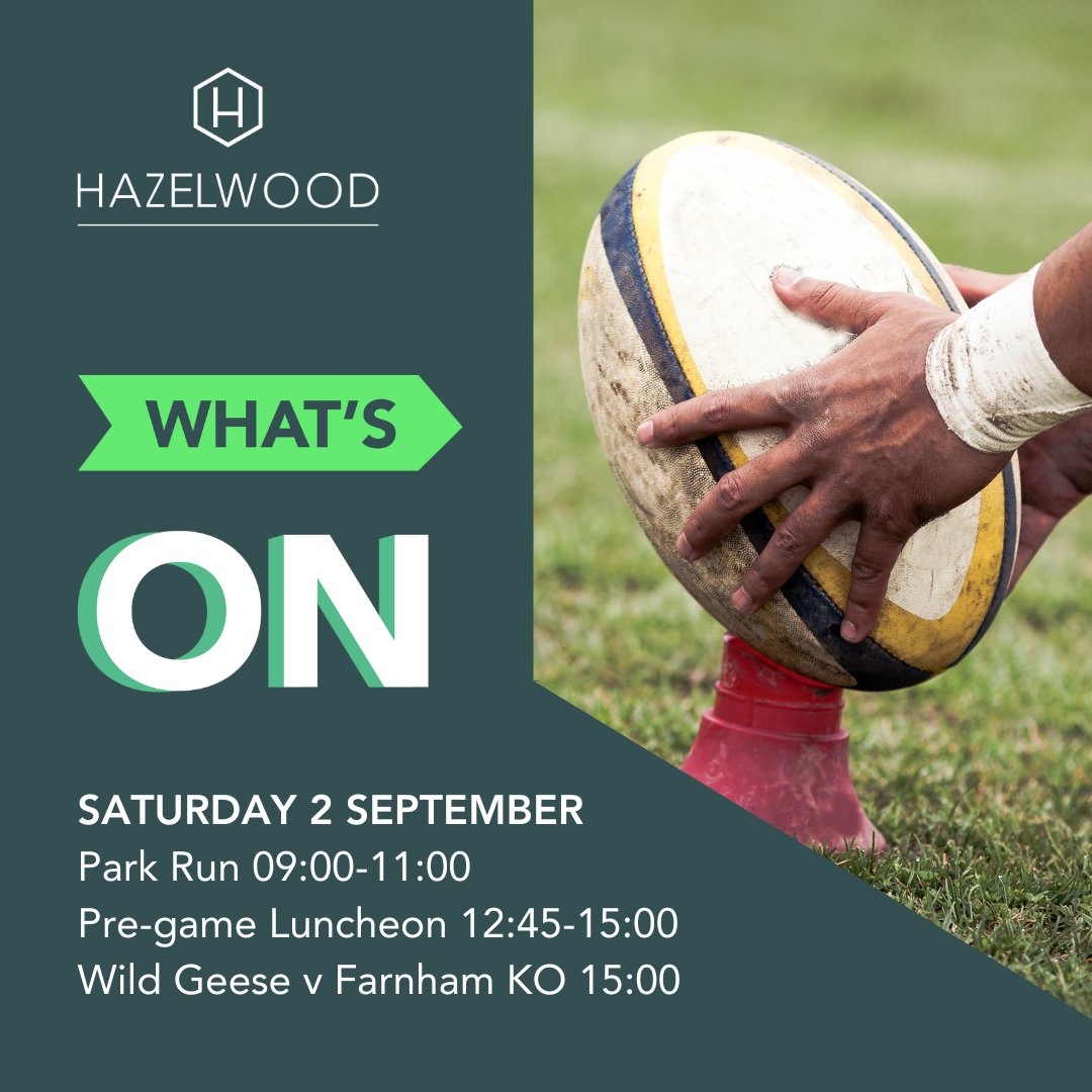 HazelwoodCentre's tweet photo. Tomorrow's line up looking 🔥

Join us tomorrow for some weekend fun... Kicking off with a park run first thing, then a pre-Wild Geese game luncheon, followed by the much anticipated first game of the rugby season 💚

Book now to avoid disappointment on the door! 🍽. https://t.co/zVcP1Kd8k8