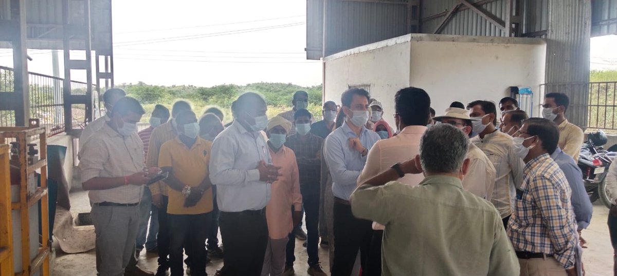 Thanks for the Encouraging visit by Sri. Arvind Kumar Poswal, IA- DM  Sri. Mayank Manish IAS, Commissioner-UMC- officers from  PCB  and NGO's to our , MWTESL, Bio-methanation plant at Udaipur today.Feeding of  food waste to filling of purified Bio-CNG was observed by all.