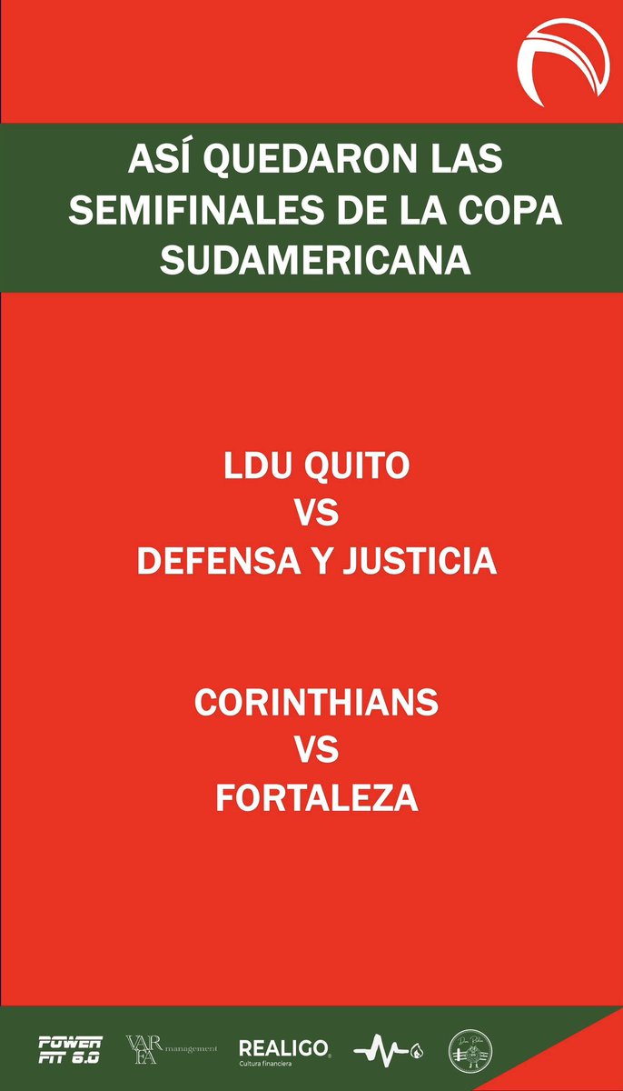 Así quedaron las Semifinales de <a href="/Sudamericana/">CONMEBOL Sudamericana</a> 

#CopaSudamericana #Sudamericana #ConmebolSudamericana #CONMEBOL