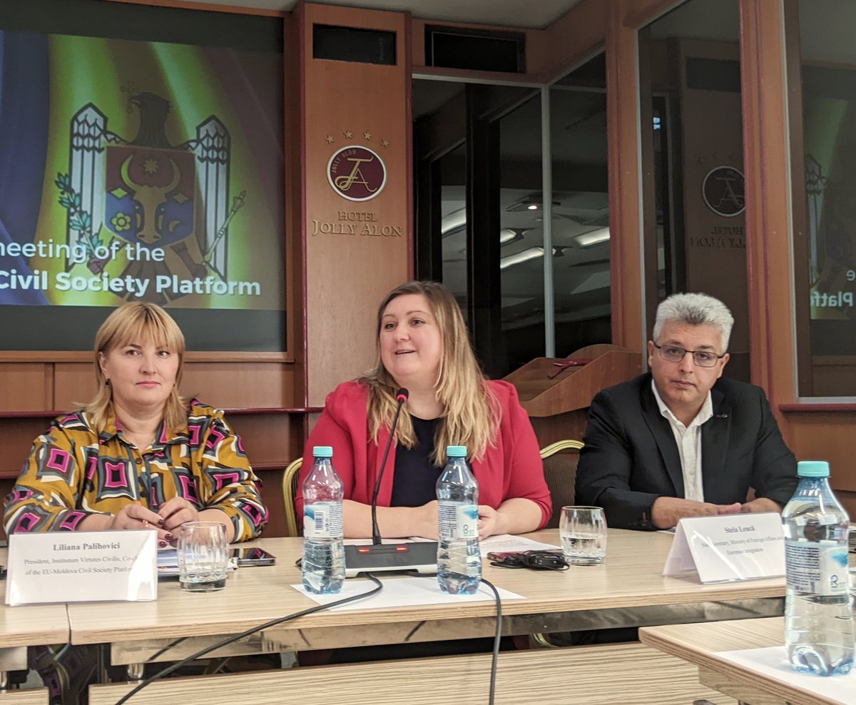 State Secretary of <a href="/MoldovaMFA/">🇲🇩 MFA Moldova</a>, <a href="/StelaLeuca/">Stela Leuca</a> 👇 Process of the European integration of #Moldova is not a task for the Government only. It is a joint effort of the entire society and #CivilSociety is a 🗝️ actor of this effort.