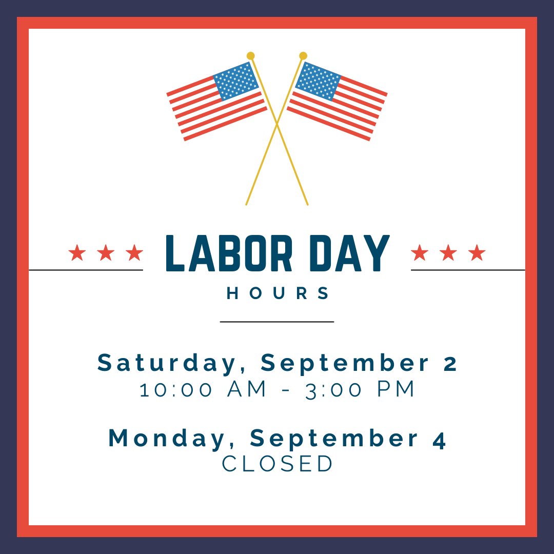 SouthFayette Library (@sfayettelibrary) on Twitter photo Labor Day Hours:
Saturday, Sept 2: 10:00am-3:00pm
Sunday, Sept 3: CLOSED
Monday, Sept 4: CLOSED
southfayettelibrary.org/holiday-hours/ Labor Day Hours:
Saturday, Sept 2: 10:00am-3:00pm
Sunday, Sept 3: CLOSED
Monday, Sept 4: CLOSED
southfayettelibrary.org/holiday-hours/