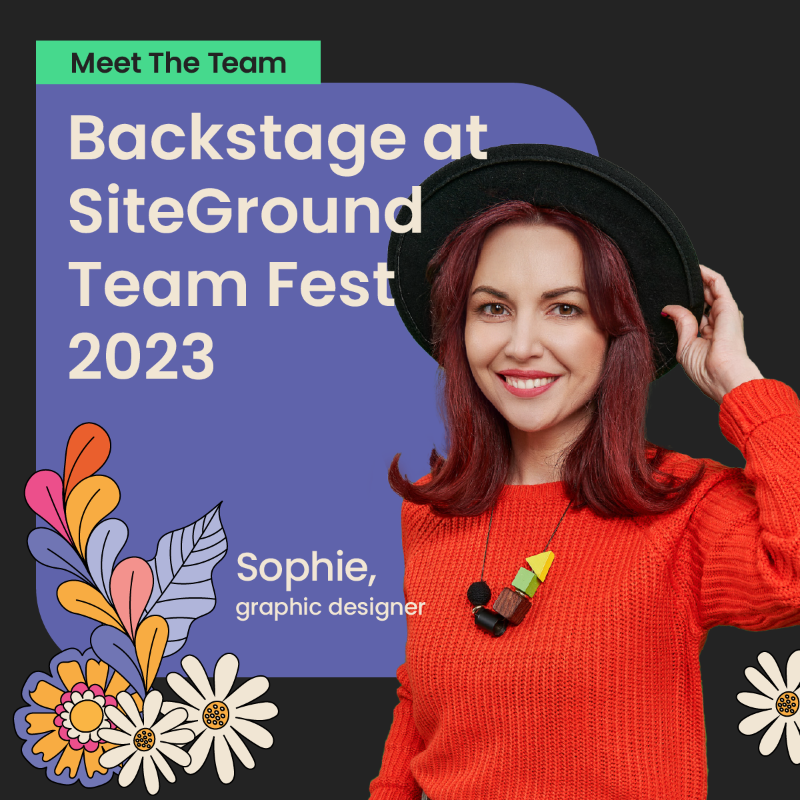 SiteGround's tweet photo. 🎆 Join us backstage at the SiteGround #TeamFest 2023.
➡️Swipe to see the story of our Design Lead for the project - Sophie & how her unique designs brought the fest to life.
🦄 See the passion that went into every detail, from the early sketches to the final festive feel. #BTS