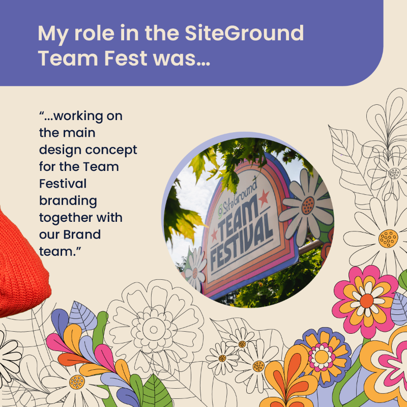 SiteGround's tweet photo. 🎆 Join us backstage at the SiteGround #TeamFest 2023.
➡️Swipe to see the story of our Design Lead for the project - Sophie & how her unique designs brought the fest to life.
🦄 See the passion that went into every detail, from the early sketches to the final festive feel. #BTS