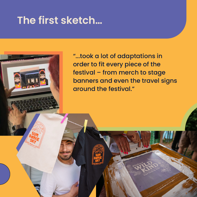 SiteGround's tweet photo. 🎆 Join us backstage at the SiteGround #TeamFest 2023.
➡️Swipe to see the story of our Design Lead for the project - Sophie & how her unique designs brought the fest to life.
🦄 See the passion that went into every detail, from the early sketches to the final festive feel. #BTS