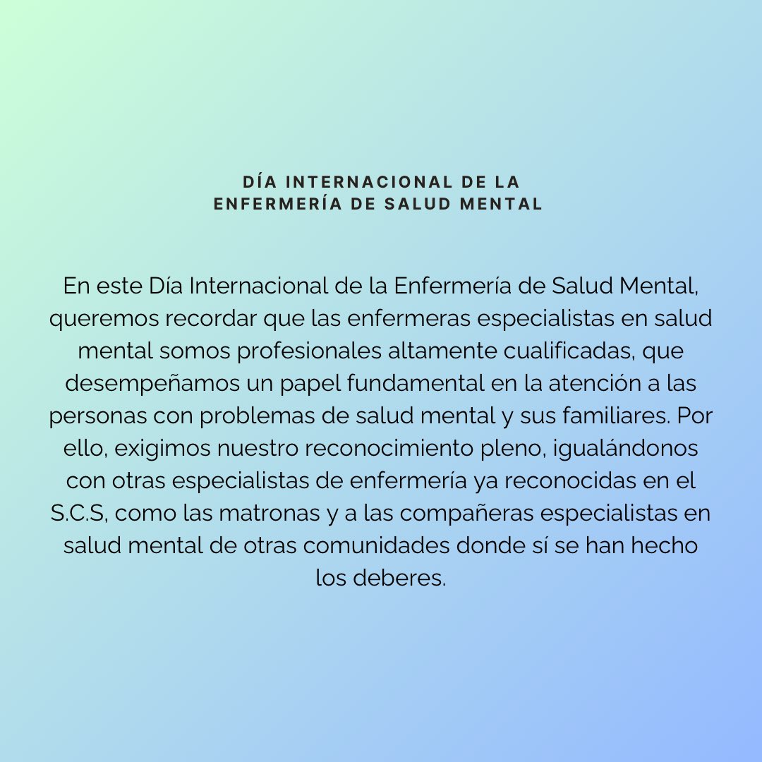 EnfSMcanarias's tweet photo. Hoy es un día para celebrar y felicitar a las Enfermeras especialistas en Salud Mental, pero también para recordar que aún queda mucho camino por andar para lograr nuestro pleno reconocimiento.
#enfermeriasaludmental
#enfermeriavisible @twCELP @SanidadGobCan https://t.co/HOsSkMHg3G