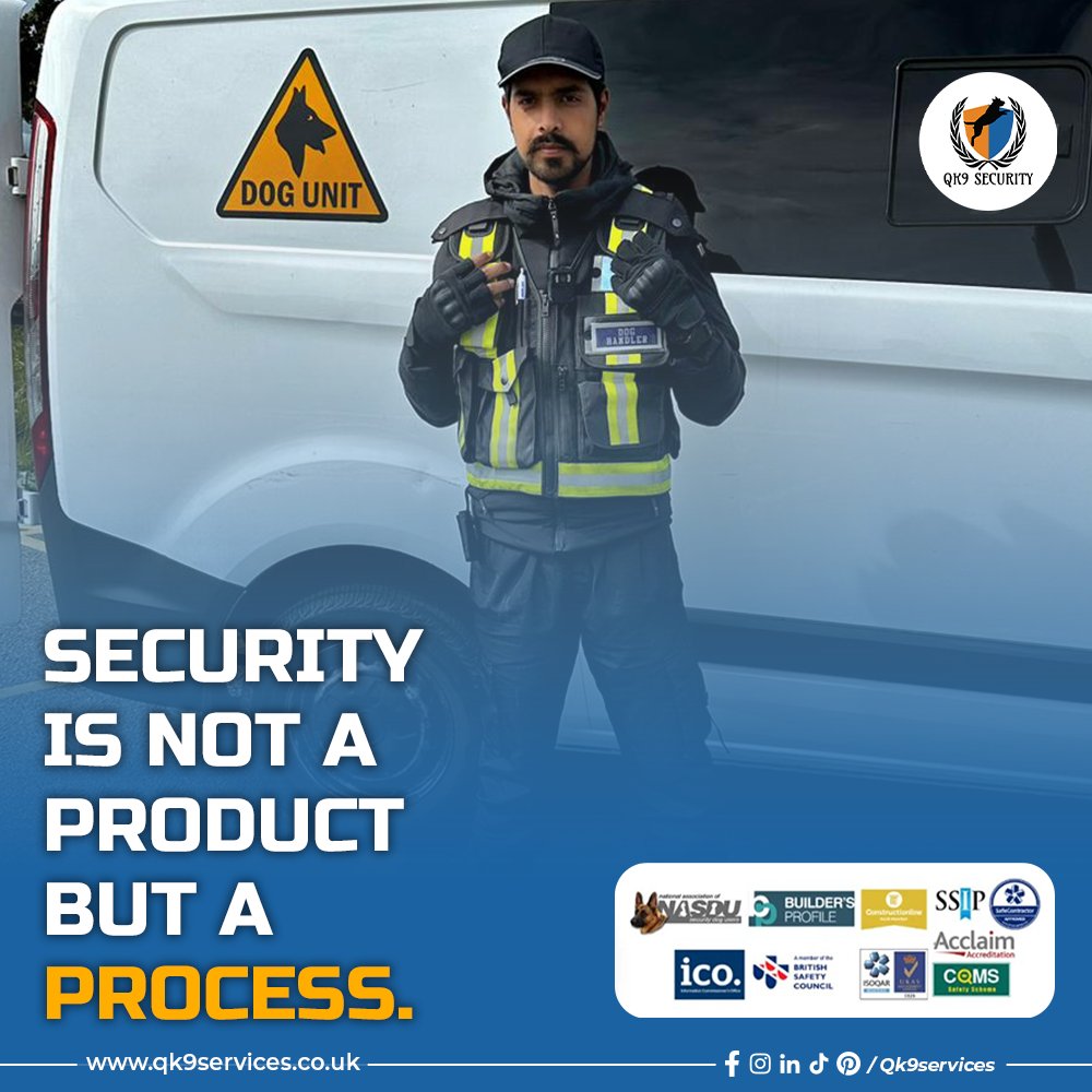 Qk9services's tweet image. Security isn't something you can buy like a product; it's more like a continuous journey where you keep making sure everything stays safe.
#K9Handlers #K9Experts #DogsWithJobs  #qk9  #qk9services