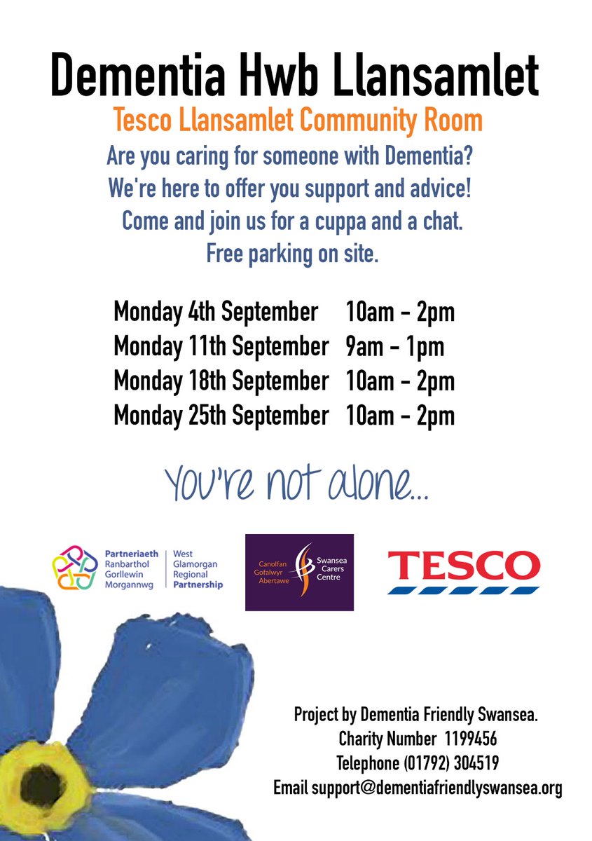 Dementia Hwb Swansea (@dementiahwb) on Twitter photo Quick reminder that the next Dementia Hwb Llansamlet will be this coming Monday in the <a href="/TescoLlansamlet/">Tesco Llansamlet</a> Community room from 10am. Come and join <a href="/SwanseaCarers/">Swansea Carers Centre</a> for a cuppa and chat, free parking on site #DementiaSupport #Swansea #Llansamlet Quick reminder that the next Dementia Hwb Llansamlet will be this coming Monday in the <a href="/TescoLlansamlet/">Tesco Llansamlet</a> Community room from 10am. Come and join <a href="/SwanseaCarers/">Swansea Carers Centre</a> for a cuppa and chat, free parking on site #DementiaSupport #Swansea #Llansamlet