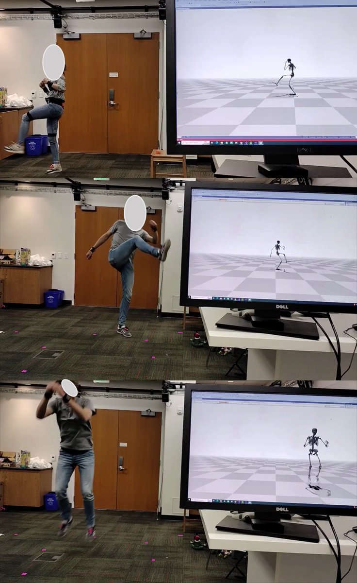 Preprint (arxiv.org/abs/2308.16682):
"Diffusion Inertial Poser: Human Motion Reconstruction from Arbitrary Sparse IMU Configurations".
We reconstruct motion from IMU sensors. How many and where you place them is up to you!
Seunghwan Lee, @AntoineFalisse, Scott Delp and Karen Liu.