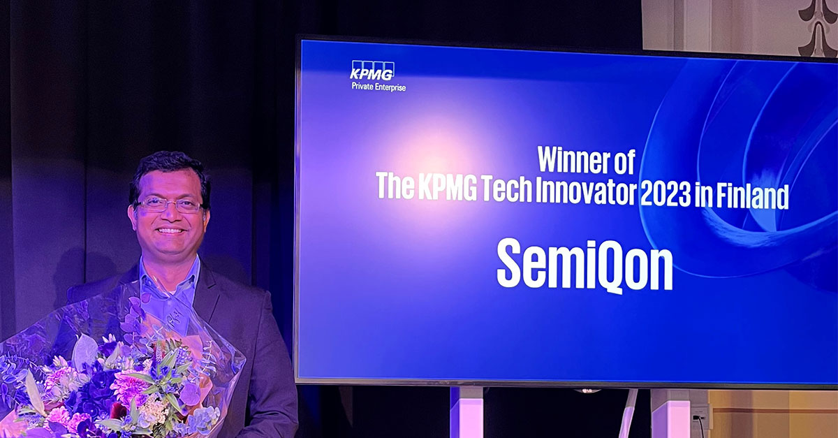 KPMGFinland's tweet photo. Congratulations to @semiqon the first KPMG Tech Innovator in Finland winner! 🏆 The competition's final event was held yesterday at @MariaZeroOne where we got the chance to hear about the impressive innovations of our five finalists #tech #growth #innovation https://t.co/clCYtahO7O