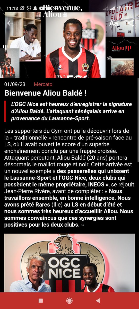 DaelDemain's tweet photo. C'EST FAIT !
Aliou Baldé est niçois !! ❤️🖤
Bienvenue Aliou
#OGCNice #alioubalde https://t.co/C7adMNeJbv