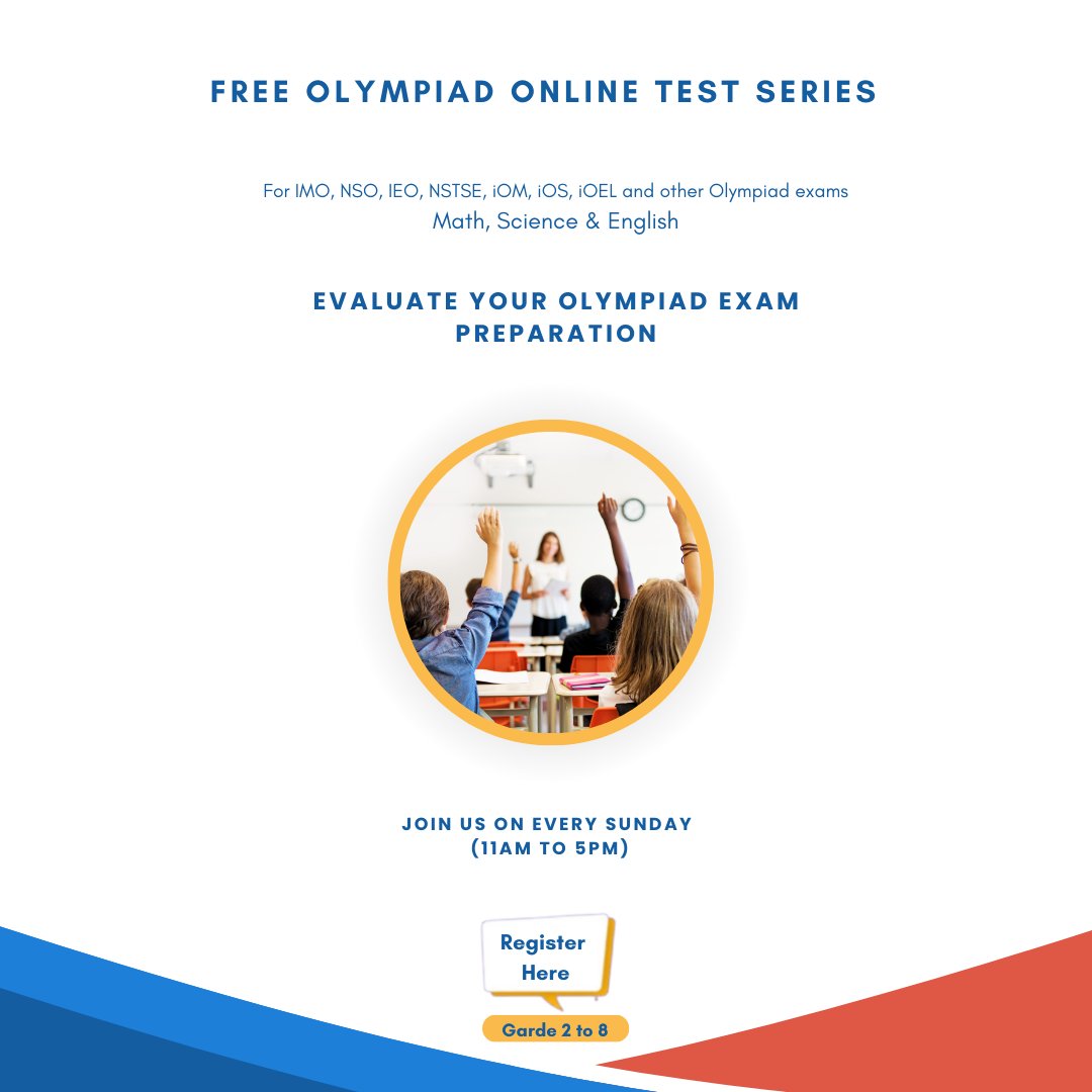 Indianonlinesc1's tweet image. Prepare for the ultimate challenge and unlock your full potential with our FREE online Olympiad tests!

from Class 2 to 8!

Are you ready to shine in the fields of math, science, and English?

Register here: indianonlineschool.com/free-test/

#olympiad #olympiadexams #olympiadcoaching