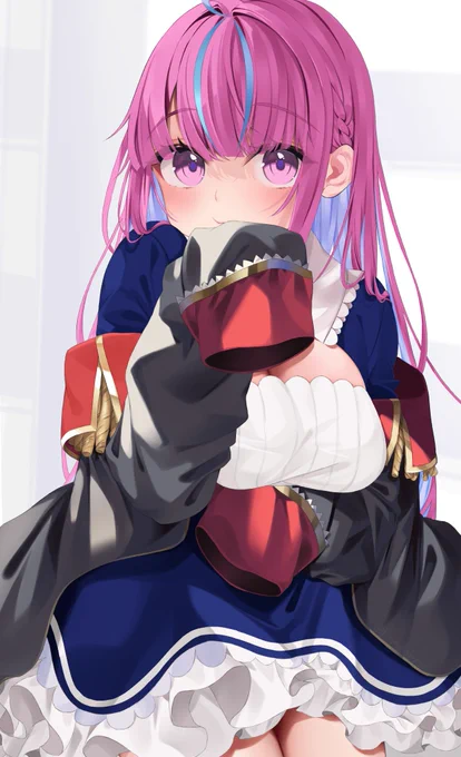 母(船長)の羽織を借りた娘(あくたん) #あくあーと  #マリンのお宝 
