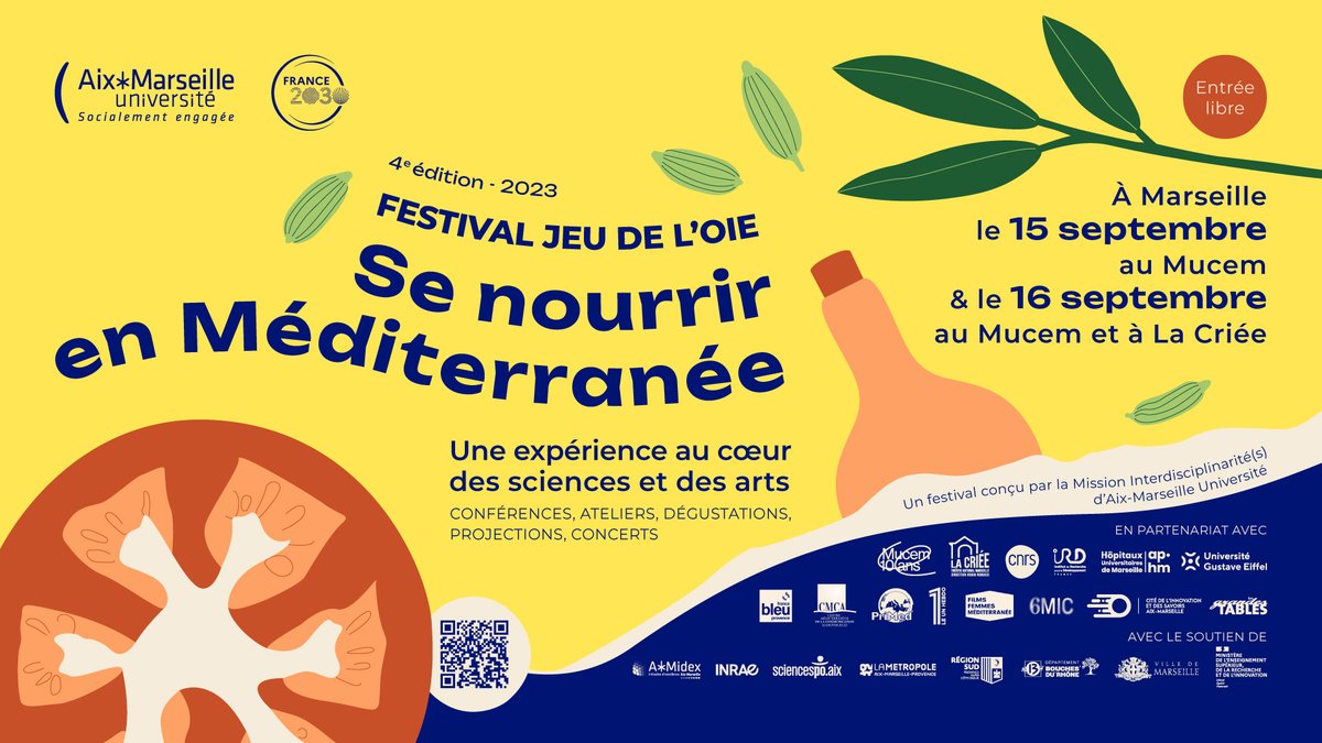 SAVE THE DATE 📆📆 | Sur le thème : 'Se nourrir en Méditerranée' la 4ᵉ édition du Festival Jeu de l’Oie de déroulera au @Mucem et au @theatrelacriee les 15 et 16 septembre prochains ! Retrouvez toutes les infos et le programme ici 👉festivaljeudeloie2023.univ-amu.fr