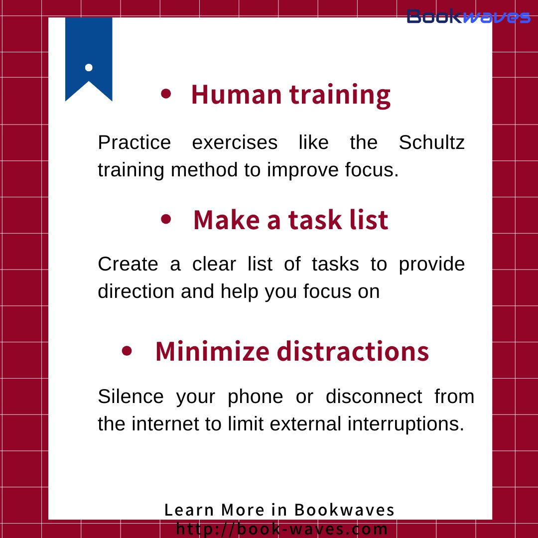 Bookwaves_app's tweet photo. 🎯"Boost Focus: 6 Tips for Laser-Sharp Concentration"✨  
💡Maximize your focus and achieve laser-sharp concentration with these 6 valuable tips.
 #Bookwaves #audiobook  #FocusTips #ConcentrationSkills #ProductivityHacks #RecommendedBooks https://t.co/a1aRvI6ybA