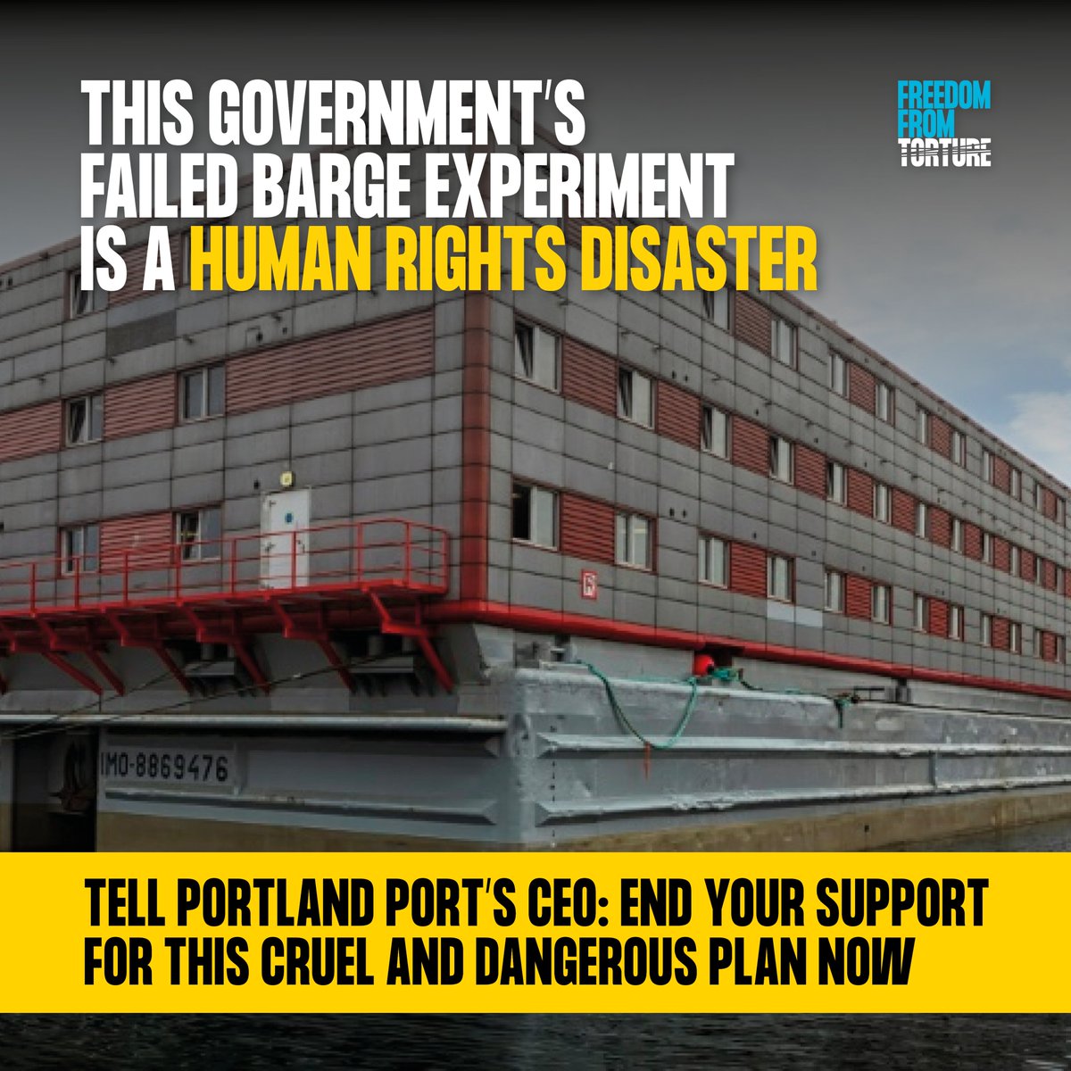 🚨 BREAKING: This government's barge was found to have too few fire escapes, a lack of fire drills & problems with air vents - in short, a 'potential death trap' Join over 20K people telling Portland Port's CEO: end your support for this cruel plan now 👇 secure.freedomfromtorture.org/page/130883/pe…