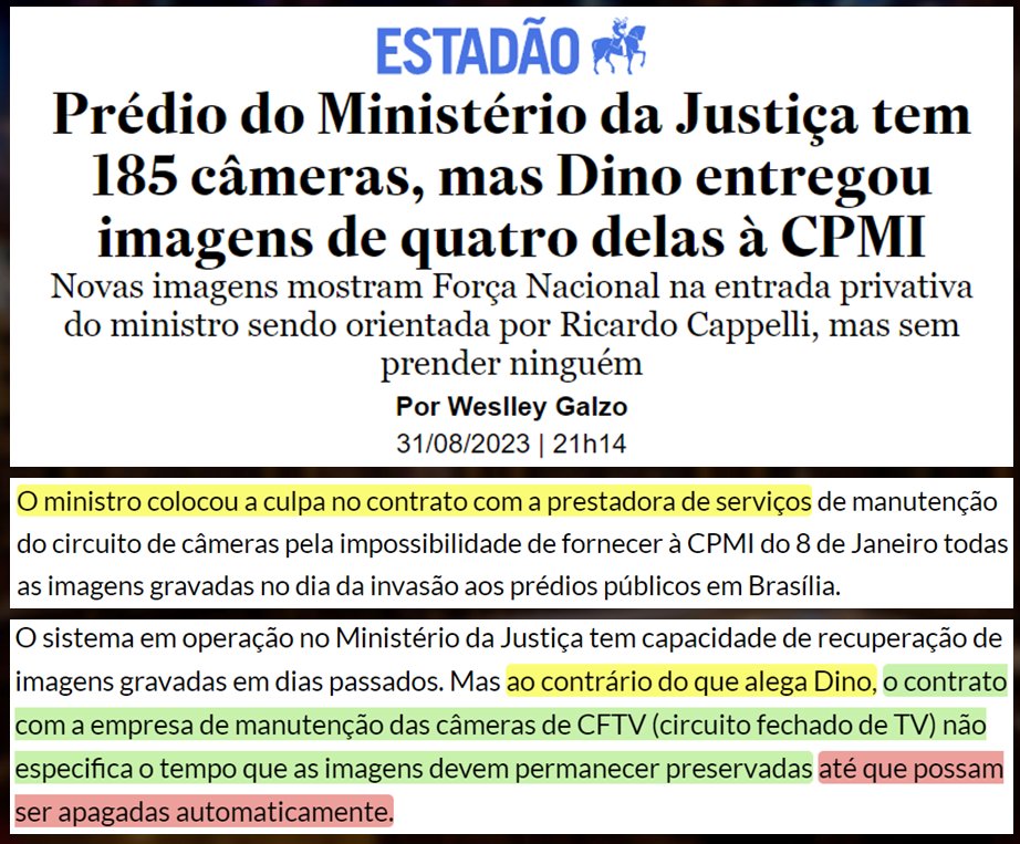 kimpaim's tweet photo. Tem alguém MENTINDO.

O Estadão AFIRMA que o contrato das câmeras NÃO ESPECIFICA o tempo que as imagens devem permanecer preservadas.

E agora Rede Globo?