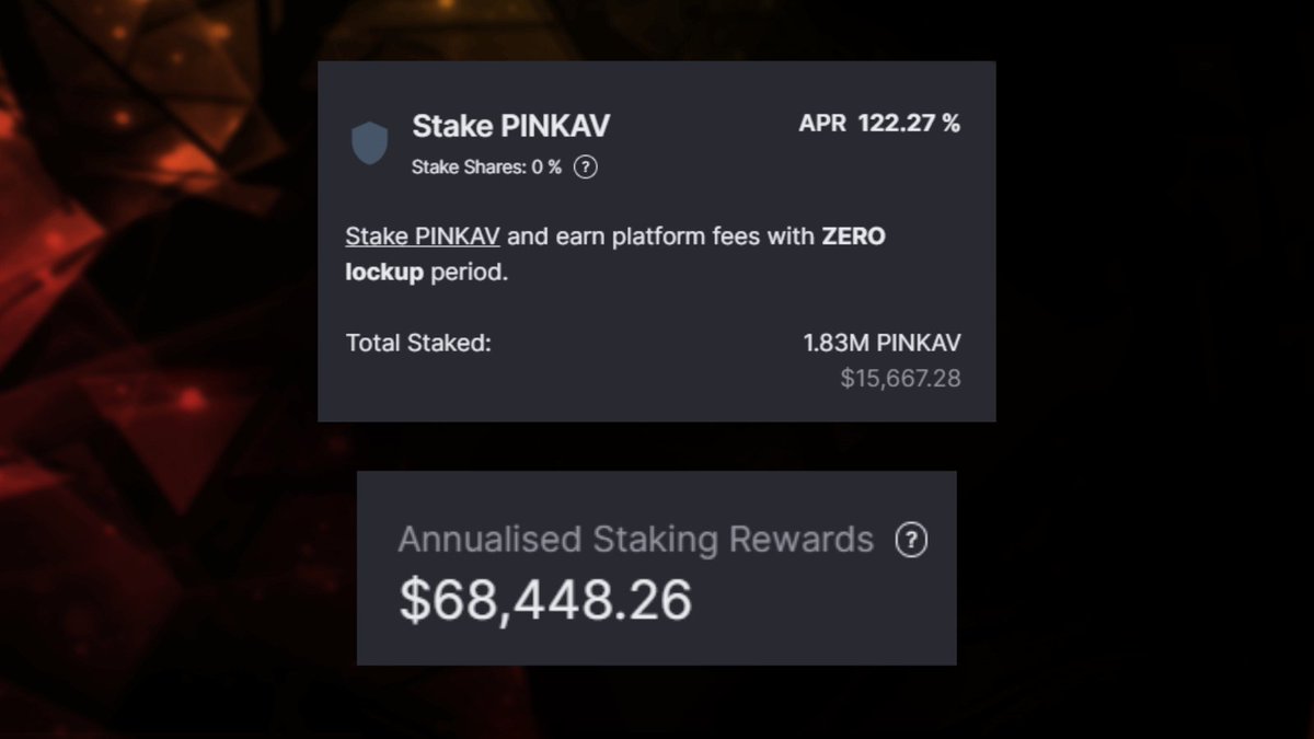 Hold uppp ...

120+% APR for staking $PINKAV on <a href="/KAVA_CHAIN/">Kava</a> WITHOUT lockup time?

Did we also mention there's ...

✅ Almost $70,000 in staking rewards to be given out

Earning yield in #DeFi has never been easier 😉

Buy + Stake your $PINKAV NOW ⬇️
app.pinjamlabs.com/manage