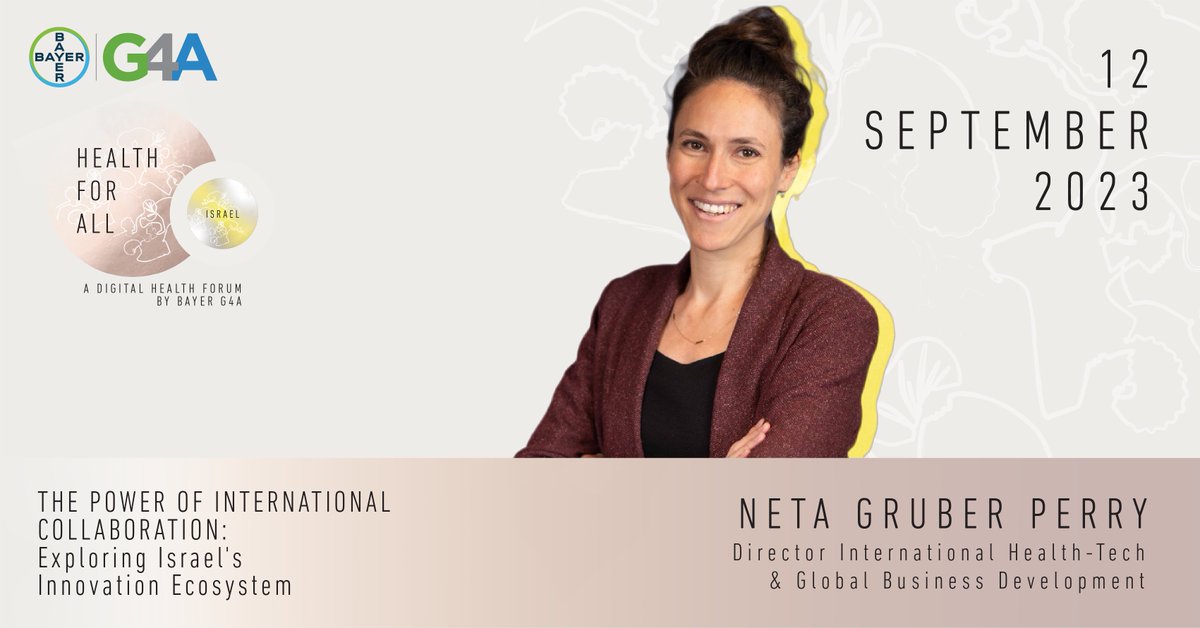 Excited to announce Neta Gruber Perry, Health-Tech Director at Israel  Innovation Authority, as keynote speaker at #DigitalHealthForum 2023 - Israel. Learn about Israel's international collaboration models on Sept 12, 3-4pm CEST. Reserve your spot! 👉lnkd.in/eVRudrJF