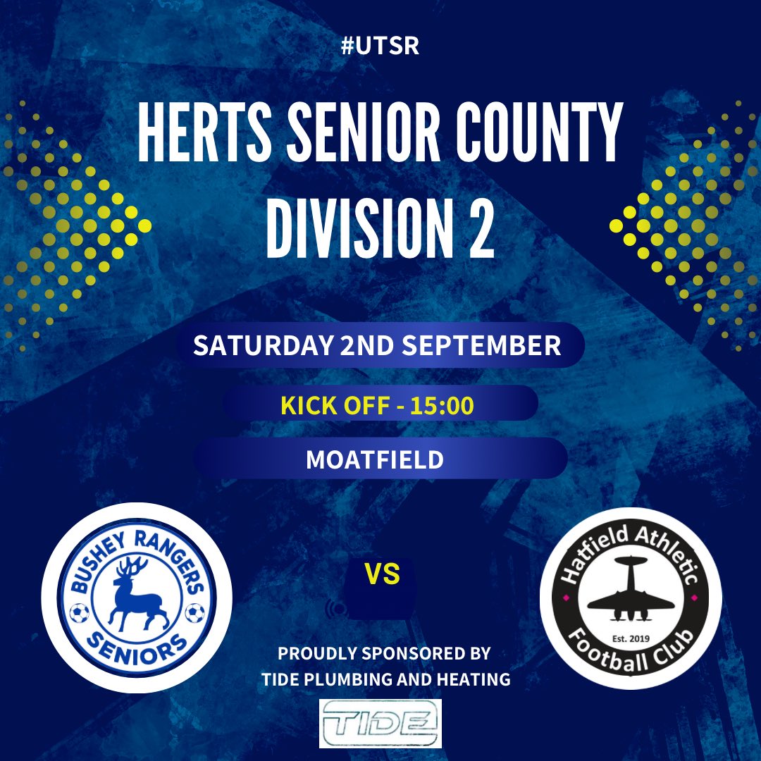 Bushey_Rangers's tweet photo. We kick our season off tomorrow at home against @HatfieldAthFC 

📍The Moatfield
⚽️ 15:00 kick off 

Come down and show your support 

#UTSR https://t.co/6onlqCgZc0