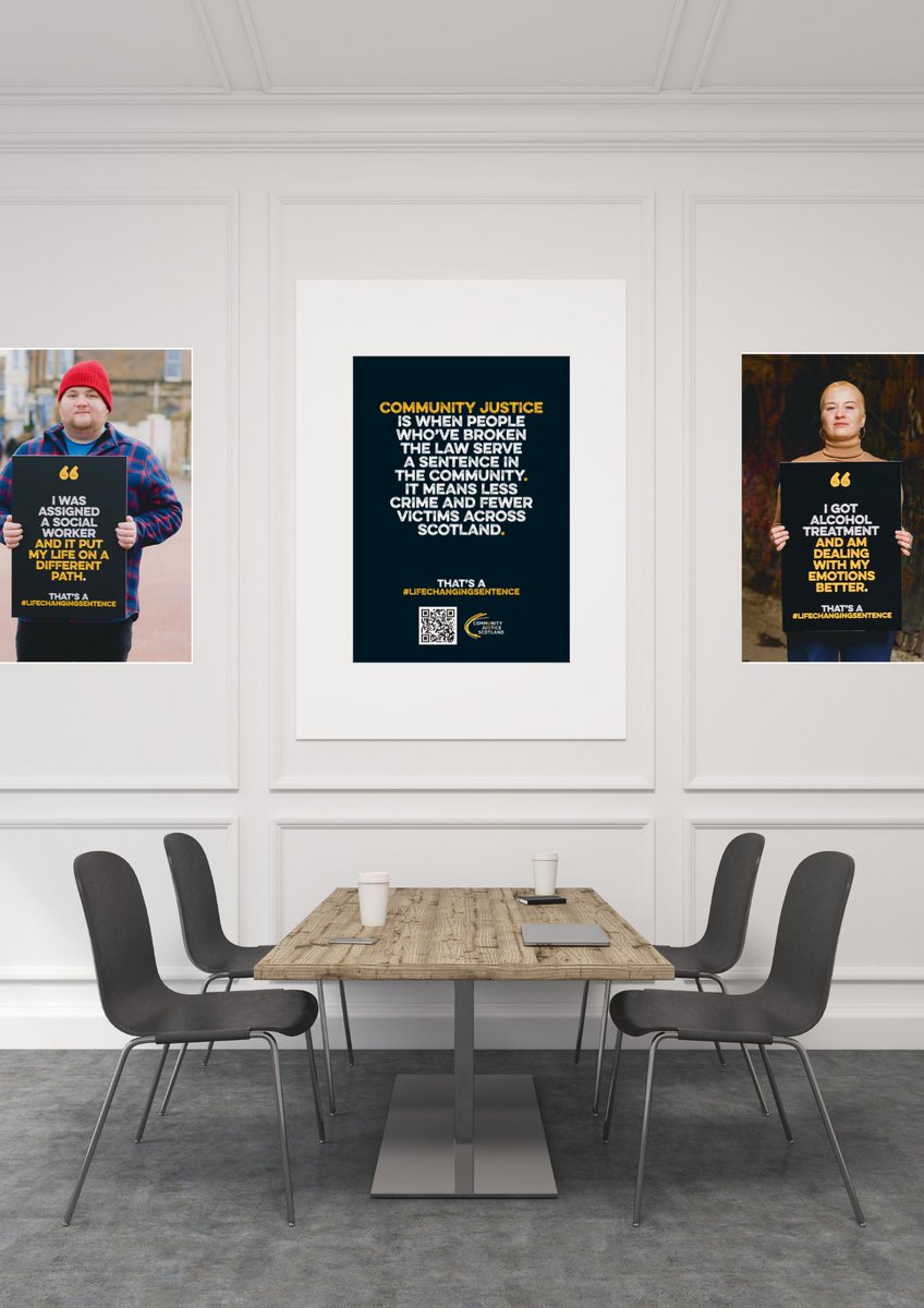 ComJusScot's tweet photo. #LifeChangingSentence is popping-up all over Scotland! From Orkney to The Borders, our posters are on show at #communityjustice partnerships, colleges, &amp; community spaces🙌Do you know a space that could display these impactful posters? A1/A0 size available (free). Drop us a msg! https://t.co/NOF5Iese8M