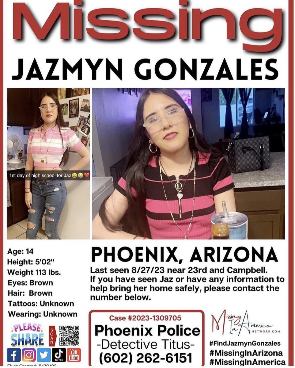 #FindJazmynGonzales #MissingInArizona @PhoenixPolice