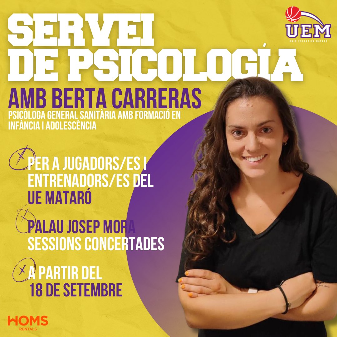 🗣️ 𝗦𝗘𝗥𝗩𝗘𝗜 𝗗𝗘 𝗣𝗦𝗜𝗖𝗢𝗟𝗢𝗚𝗜𝗔!

😁 Estrenem Servei de Psicologia pels nostres jugador@s i entrenador@s!

💛 Molt contents d’afegir també aquest servei a la nostra àrea mèdica i poder donar la importància necessària a la salut mental dels nostres esportistes!

✅ De la