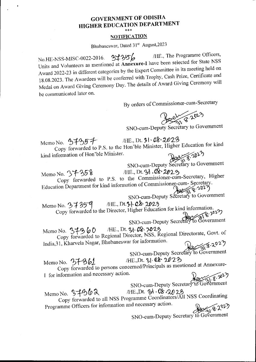 DHE_Odisha's tweet image. DHE_Odisha Announces NSS Award 2022-23 #Winners! We congratulate the programme officers, volunteers, and units selected for this prestigious honour. We will confer the #awards in a special ceremony to recognize their outstanding #achievements. Stay tuned to know more!