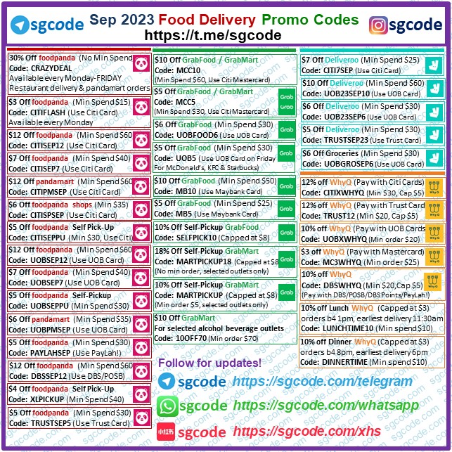 sgcodesg's tweet photo. Sep 2023 Food Delivery Promo Codes https://t.co/DHDpqzF8BQ
