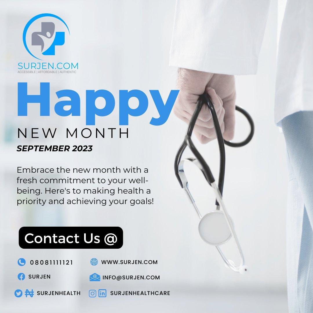 'Happy New Month! 🌼 Your health is a treasure; we're here to help you protect it. Count on Surjen Healthcare for all your healthcare needs. Discover our services at surjen.com. #NewBeginnings #HealthCare #SurjenWellness'