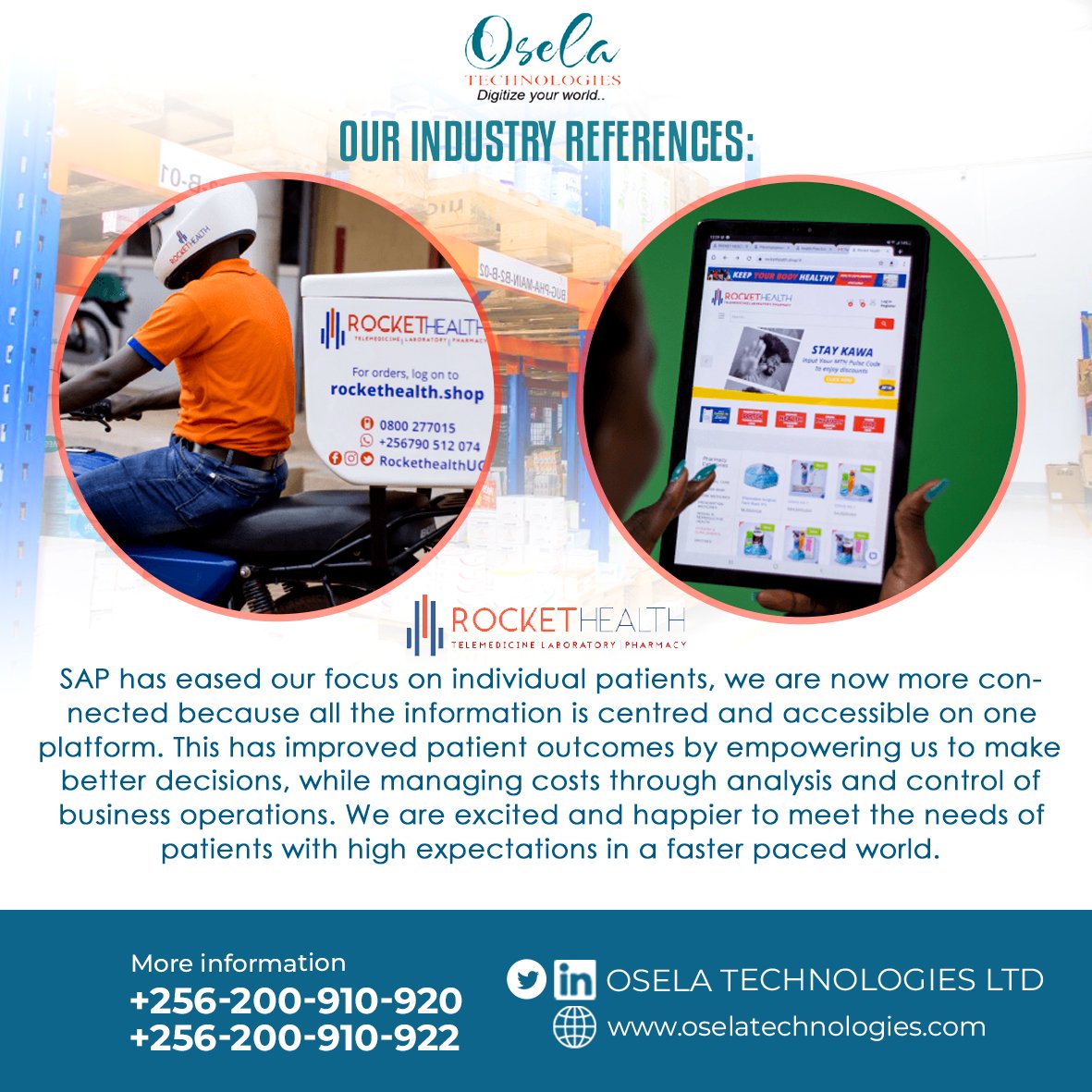 🚀 Exciting News! 🌟 Rocket Health is thrilled to share their success with OSELA Technologies' SAP integration. With all patient data in one accessible platform. #HealthTech #SAPIntegration #PatientEmpowerment