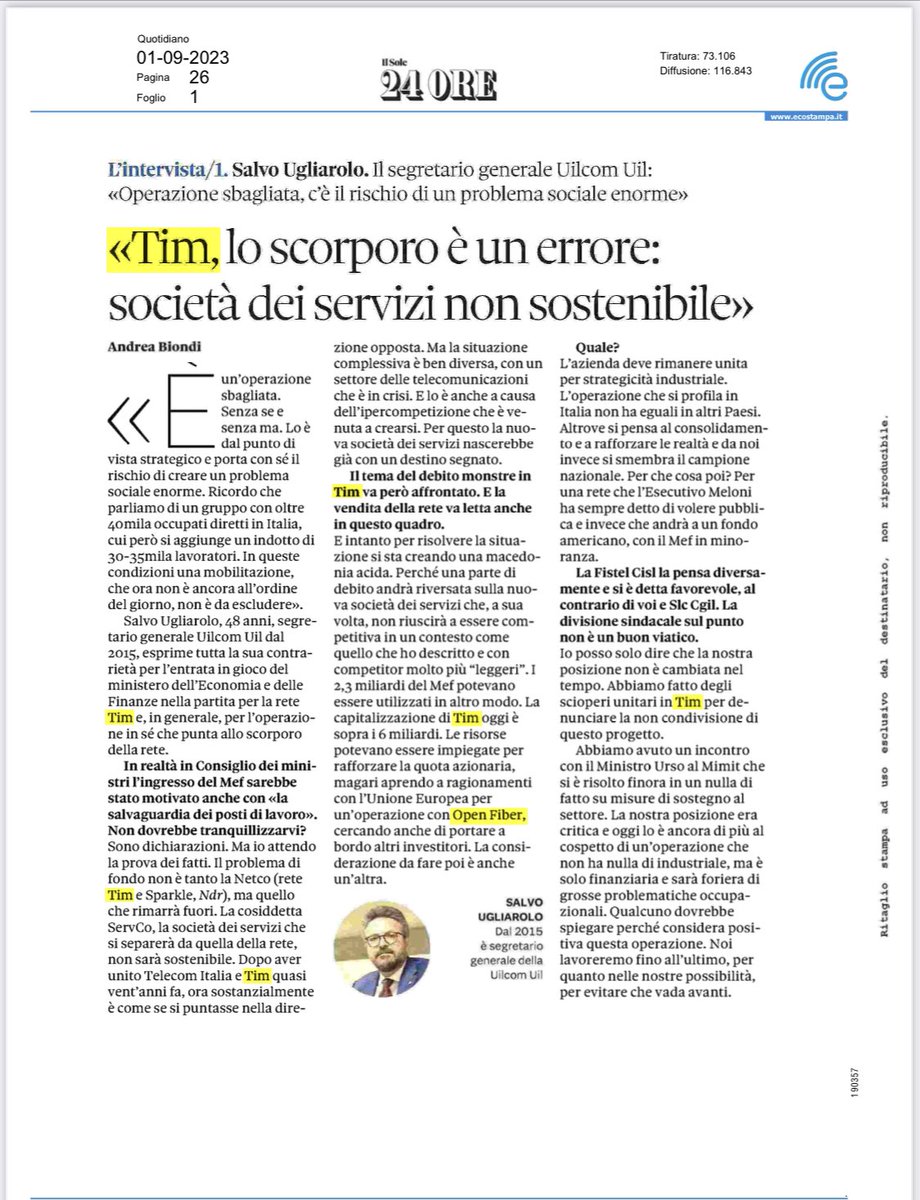 Tutti i ragionamenti, su futuro di #Tim e della #Rete sono stati fatti senza mai coinvolgere i sindacati. Malgrado le diverse richieste di incontro, abbiamo ricevuto silenzi dal #Governo 
Sanno tutti, anche chi plaude, che ci sono forti problemi di tenuta occupazionale. #serietà
