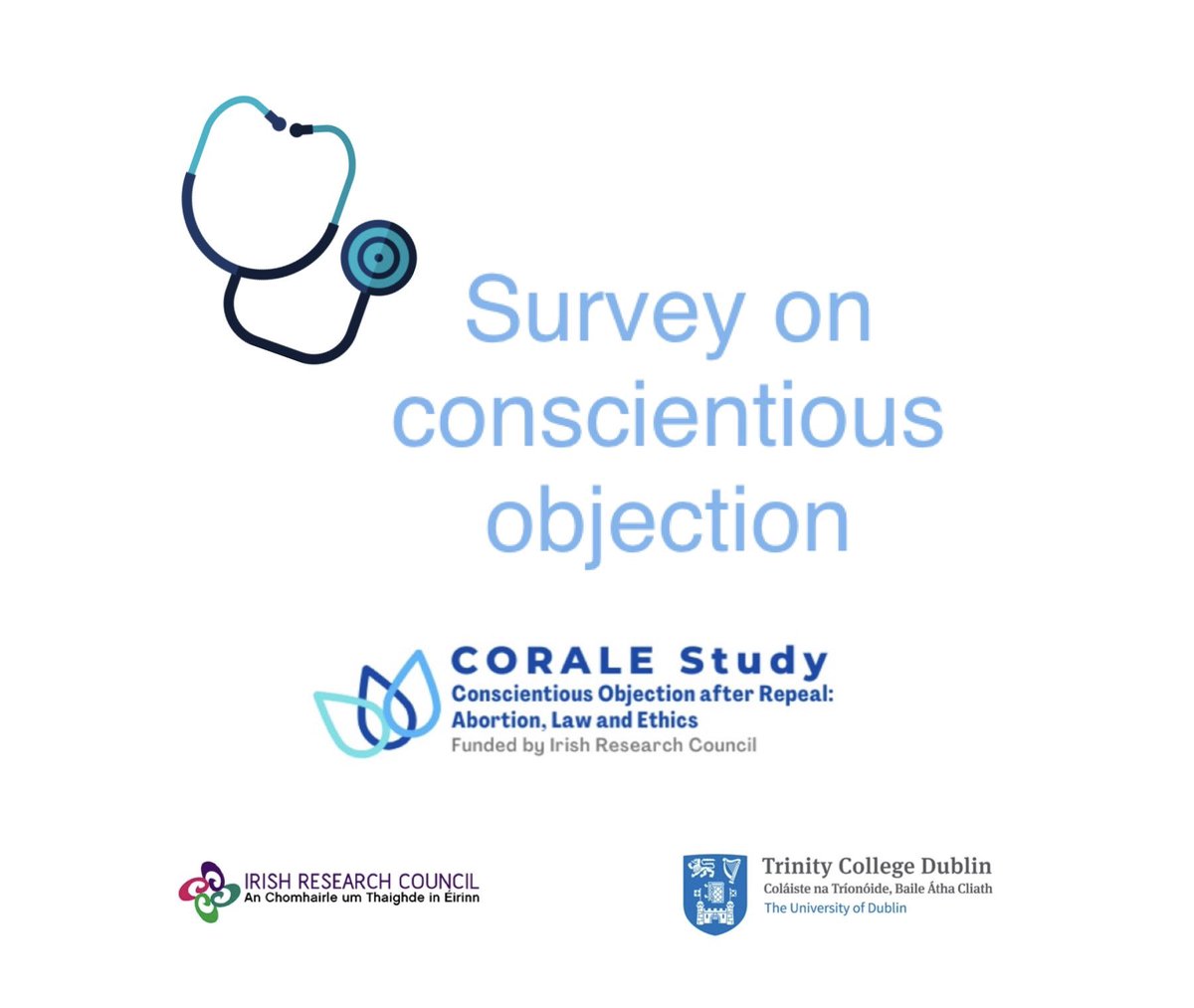 Conscientious Objection: Abortion, Law & Ethics (@corale_co_study) on Twitter photo 🚨 Survey alert!
Calling all the GPs working in 🇮🇪
Take a moment to fill out our survey <a href="/tcddublin/">Trinity College Dublin</a> on attitudes towards conscientious objection to termination of pregnancy. Your views matter! <a href="/gpbuddy/">GPBuddy</a> <a href="/IMO_IRL/">Irish Medical Organisation</a> <a href="/IMT_latest/">Irish Medical Times</a> <a href="/med_indonews/">Medical Independent</a>
Click here: nursingandmidwifery.fra1.qualtrics.com/jfe/form/SV_cI… 🚨 Survey alert!
Calling all the GPs working in 🇮🇪
Take a moment to fill out our survey <a href="/tcddublin/">Trinity College Dublin</a> on attitudes towards conscientious objection to termination of pregnancy. Your views matter! <a href="/gpbuddy/">GPBuddy</a> <a href="/IMO_IRL/">Irish Medical Organisation</a> <a href="/IMT_latest/">Irish Medical Times</a> <a href="/med_indonews/">Medical Independent</a>
Click here: nursingandmidwifery.fra1.qualtrics.com/jfe/form/SV_cI…